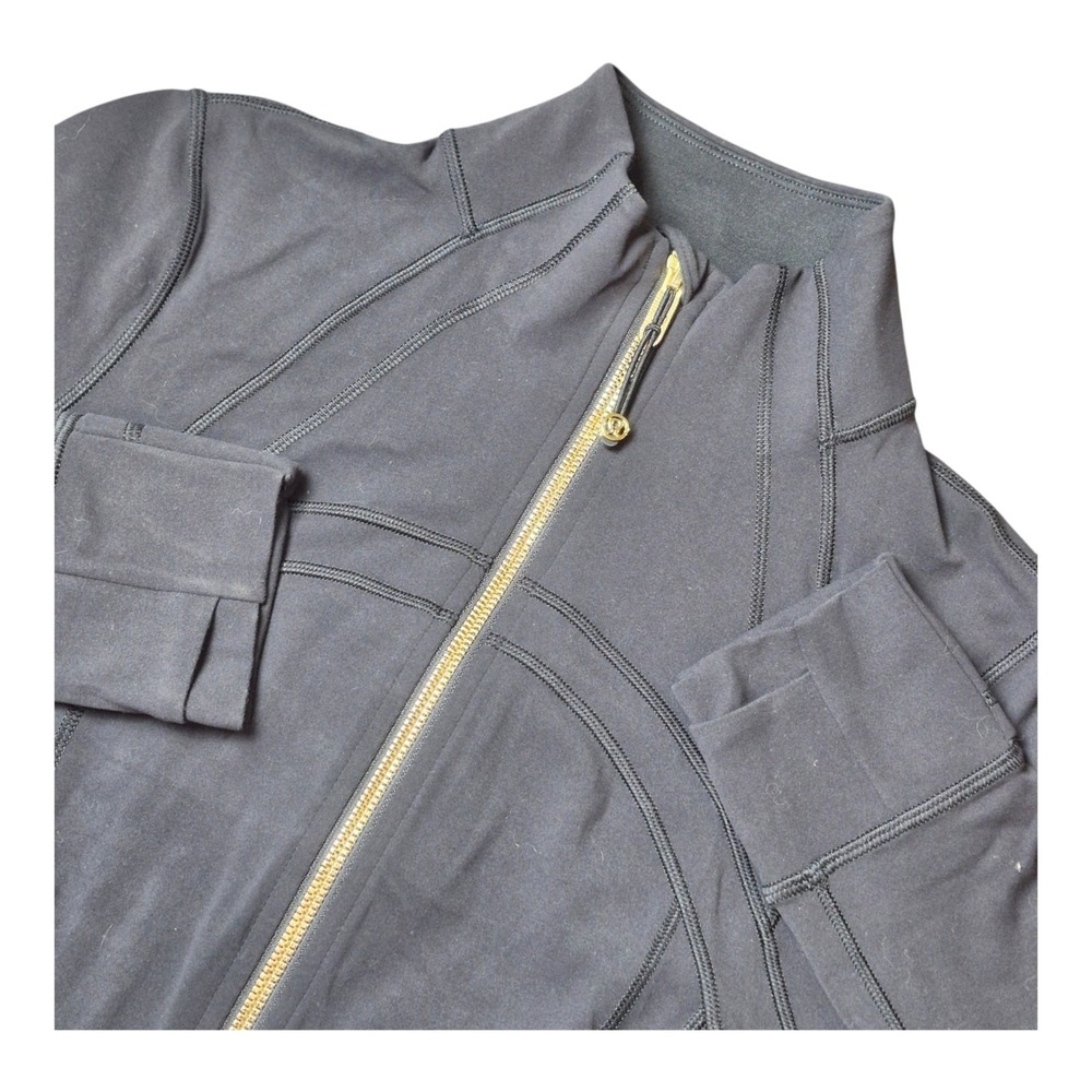 Lululemon Womens 8 Define Jacket Black Gold Zip Luon Thumbhole Yoga